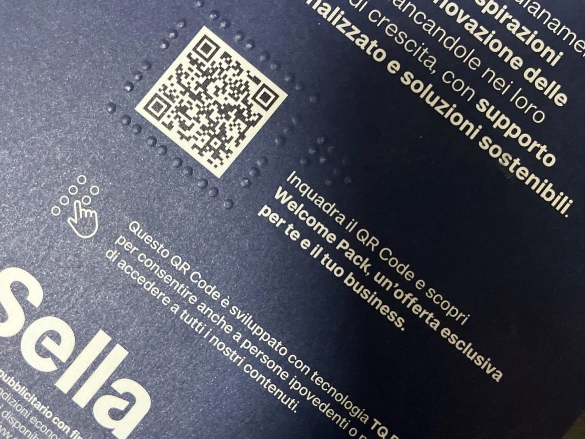Banca Sella prima in Europa a usare TQ Braille con QR Code per persone non vedenti