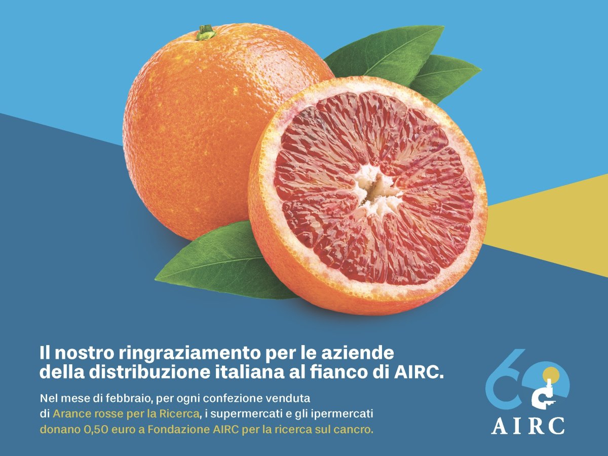 Arance rosse per la ricerca: oltre 60 insegne sostengono AIRC nella lotta contro il cancro