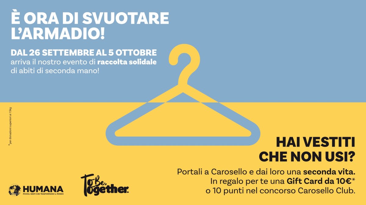 Humana Tour al Centro Commerciale Carosello: raccolta di abiti usati e premi