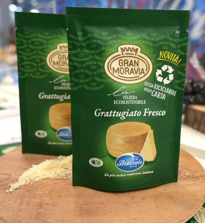 Gran Moravia è più sostenibile: il primo grattugiato fresco in busta 100% riciclabile nella carta