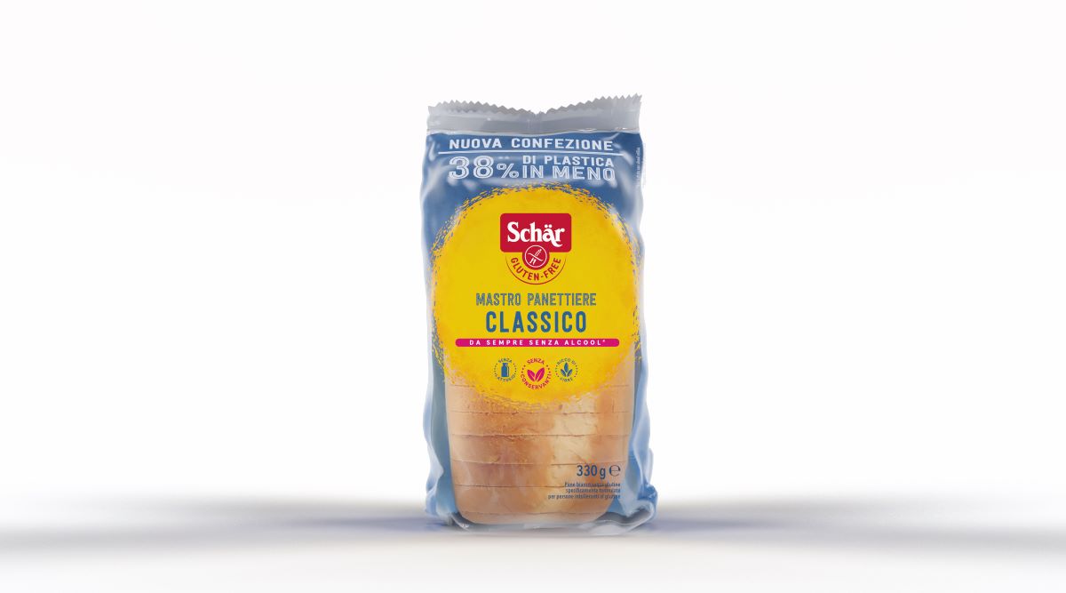 Mastro Panettiere Dr. Schär è disponibile con un pack innovativo e sostenibile, con un minore utilizzo della plastica