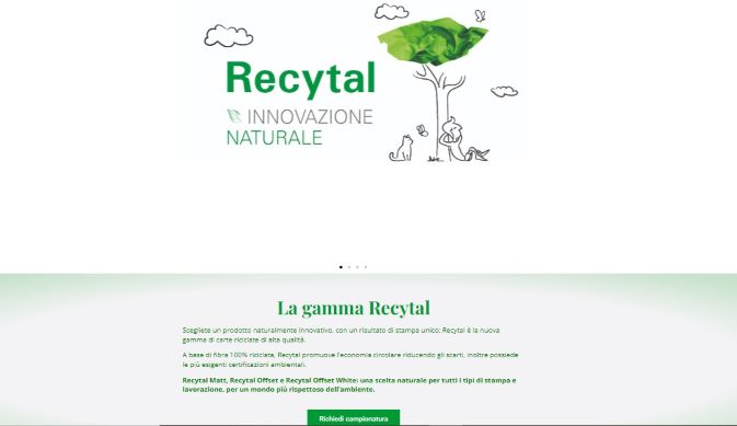 Una landing page per Recytal, la carta 100% sostenibile