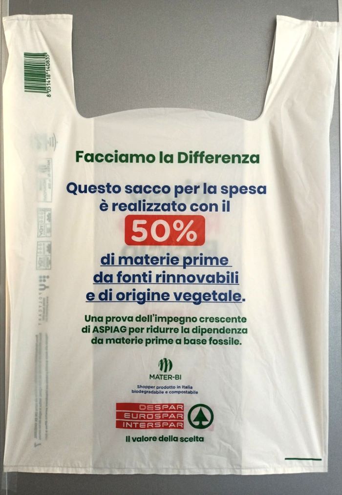 Despar introduce le borse per asporto merci compostabili con il 50% di materia prima da fonti rinnovabili