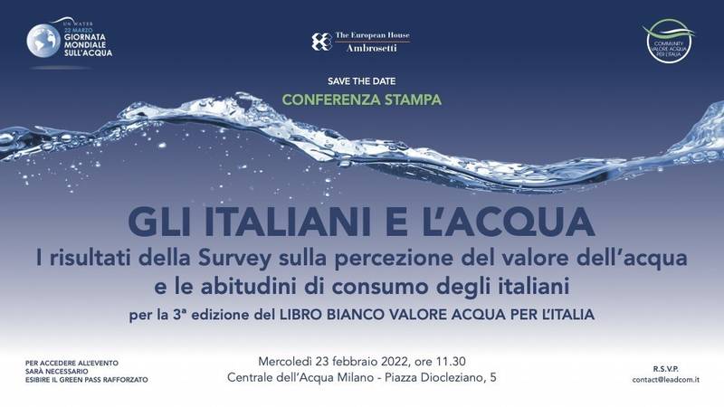 The European House-Ambrosetti presenta la survey "Gli italiani e l'acqua"