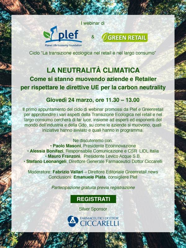 La neutralità climatica nel largo consumo - Il webinar di Plef
