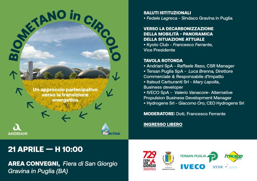 Andriani promuove il convegno "Biometano in circolo", un momento di riflessione condivisa sulla mobilità sostenibile