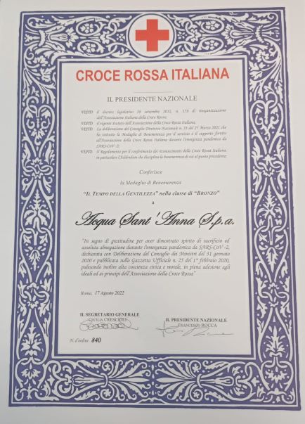 Medaglia di Benemerenza della Croce Rossa Italiana ad Acqua Sant'Anna