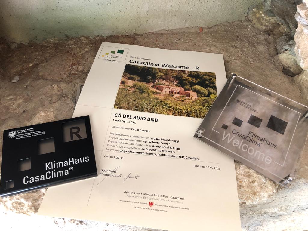 Cà del Buio eco B&B: nasce a Finale Ligure la prima struttura ricettiva in Liguria certificata CasaClima Welcome