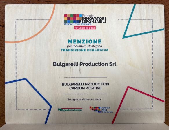 Bulgarelli Production riceve una menzione speciale dell’VIII edizione del Premio “Innovatori Responsabili - ER.Rsi”