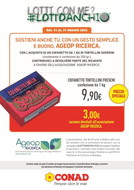 Conad Nord Ovest è al fianco di Ageop Ricerca: al via la campagna #lottoanchio per sostenere la ricerca sui tumori infantili