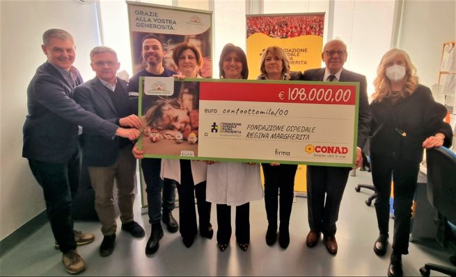A Torino Conad Nord Ovest dona 108.000 euro a Fondazione Forma, in favore dell’Ospedale “Regina Margherita”