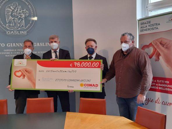 Conad Nord Ovest dona 78 mila euro a favore dell’Ospedale pediatrico “Giannina Gaslini” di Genova