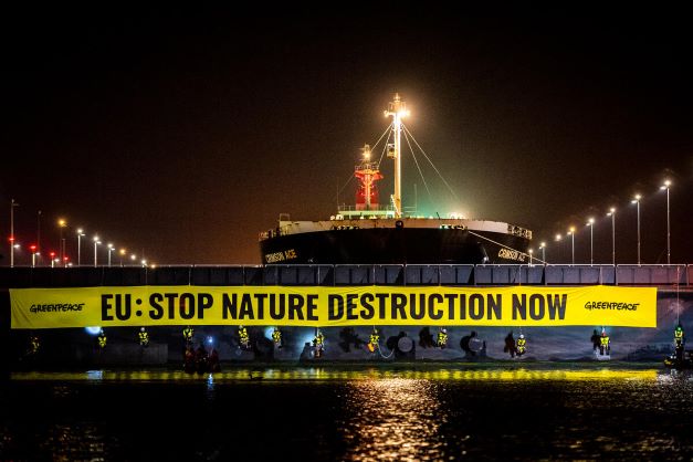 Greenpeace blocca una nave carica di soia destinata a diventare mangime per gli allevamenti