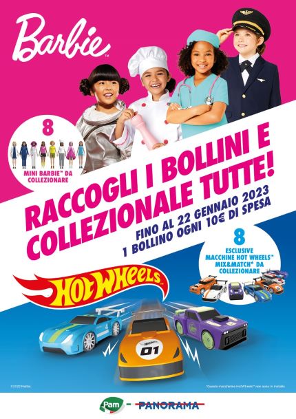 Pam e Panorama puntano al meglio con Mattel: Barbie e Hot Wheels i brand protagonisti della nuova raccolta bollini