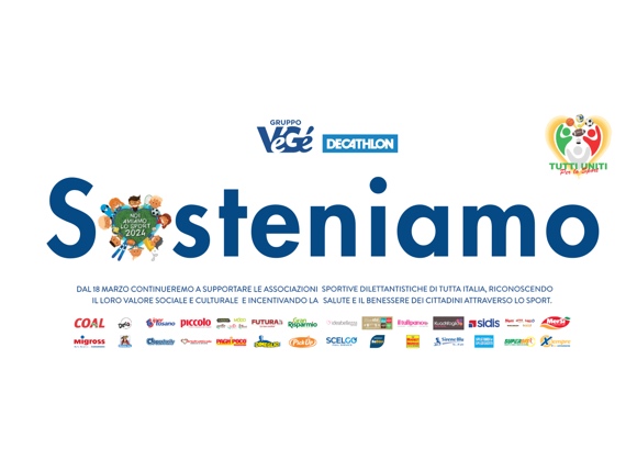 VéGé sostiene lo sport con la 3° edizione dell’iniziativa a favore delle Associazioni Sportive Dilettantistiche