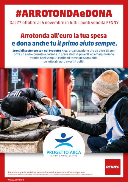 Penny Italia: con "Arrotonda e Dona" sostiene Progetto Arca