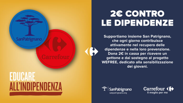 Carrefour Italia sostiene la campagna di prevenzione WeFree di San Patrignano