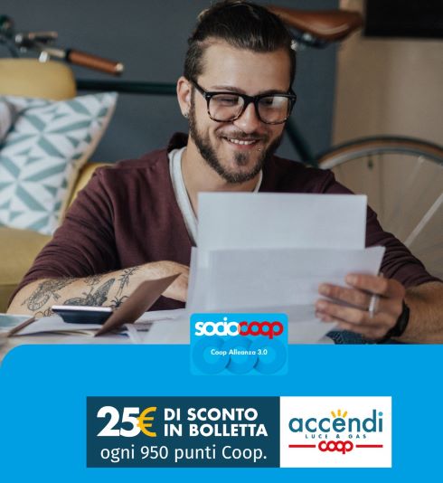 Contro il caro energia, Coop Alleanza 3.0 "sconta" la bolletta di luce e gas