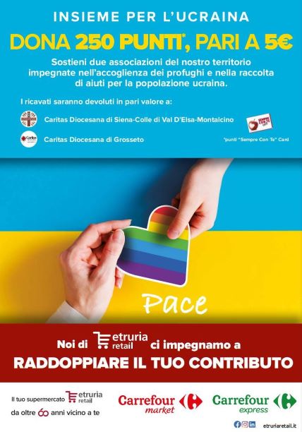 “Insieme per l’Ucraina”, Etruria Retail raddoppia la solidarietà